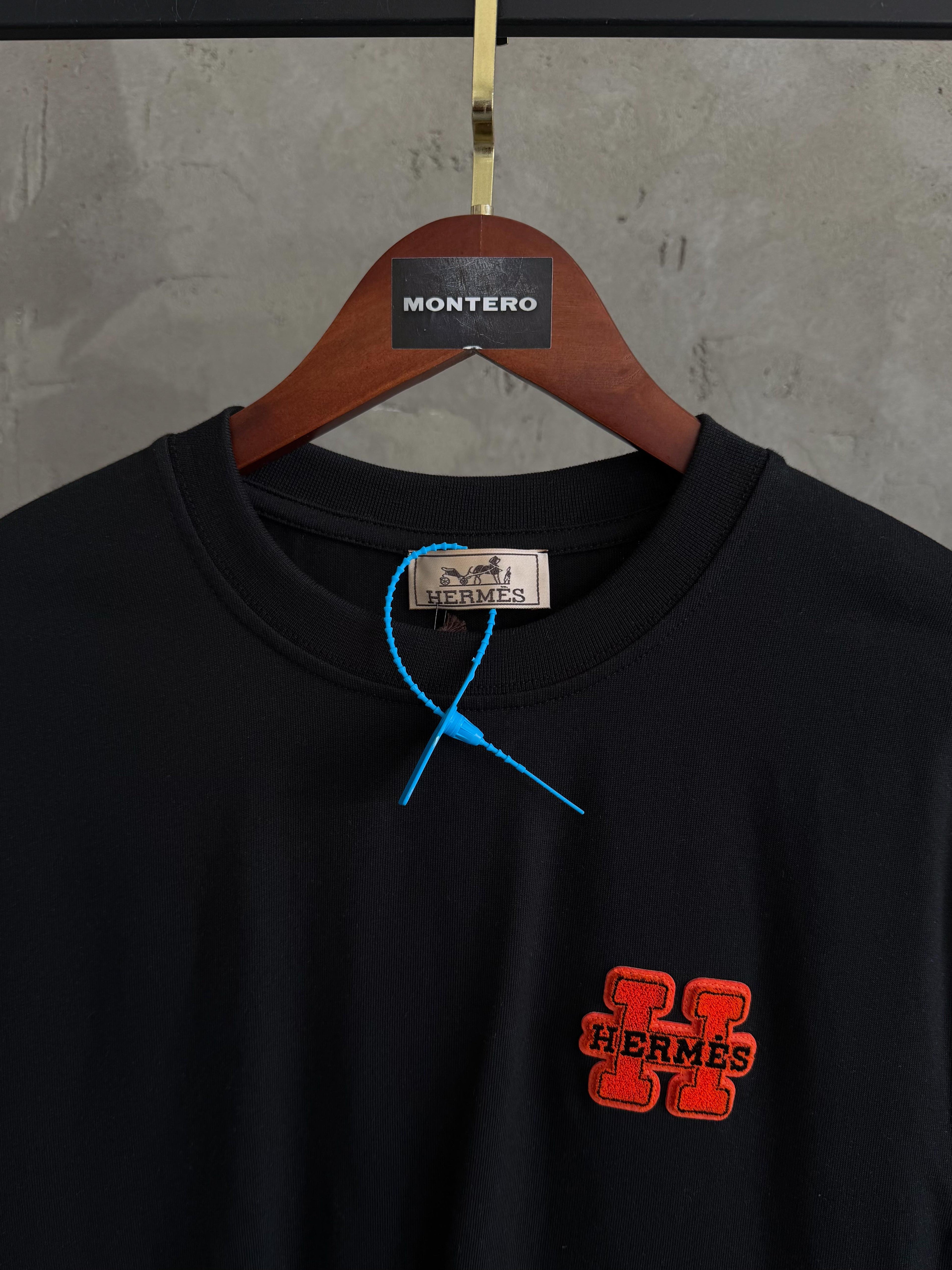 H03 Hermes Tafting ithal arma siyah tshirt