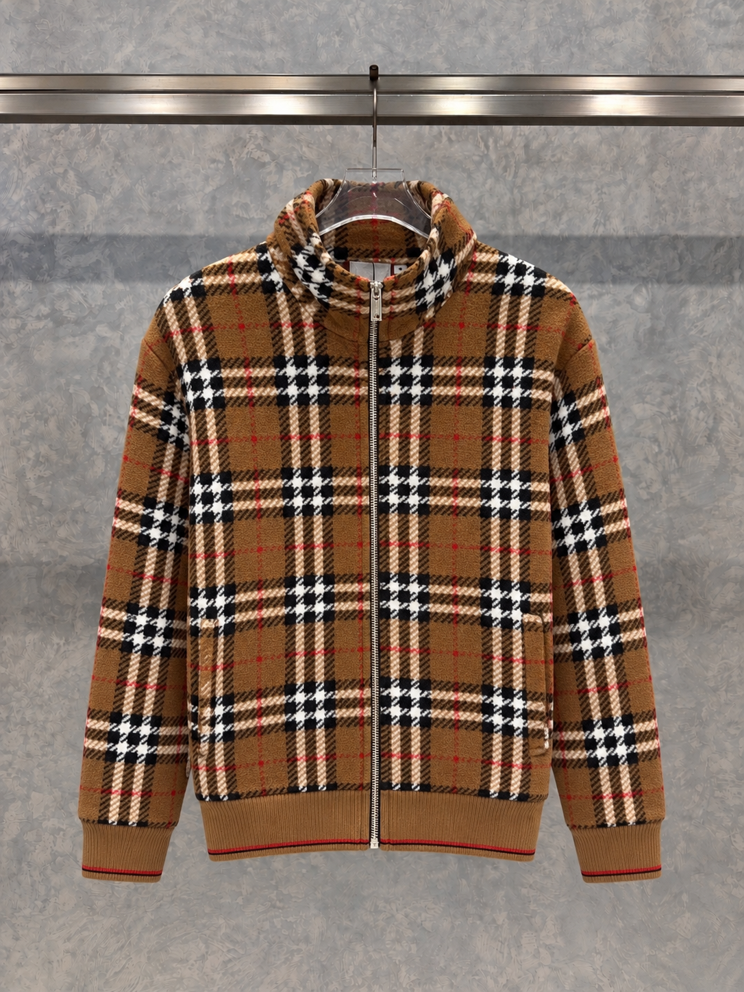 BB03 Desenli Tam Fermuar Hırka