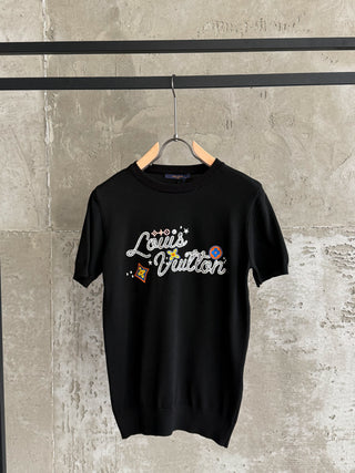 LV08 L&V Triko Nakış siyah tshirt