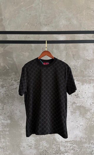 GC02 Gucci full yüksek baskı siyah tshirt