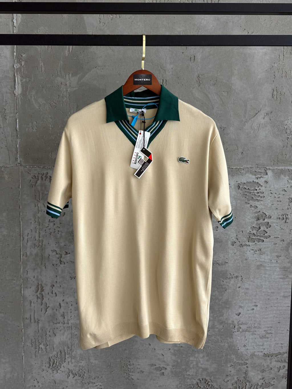 Lacoste V Polo Yaka krem tshirt