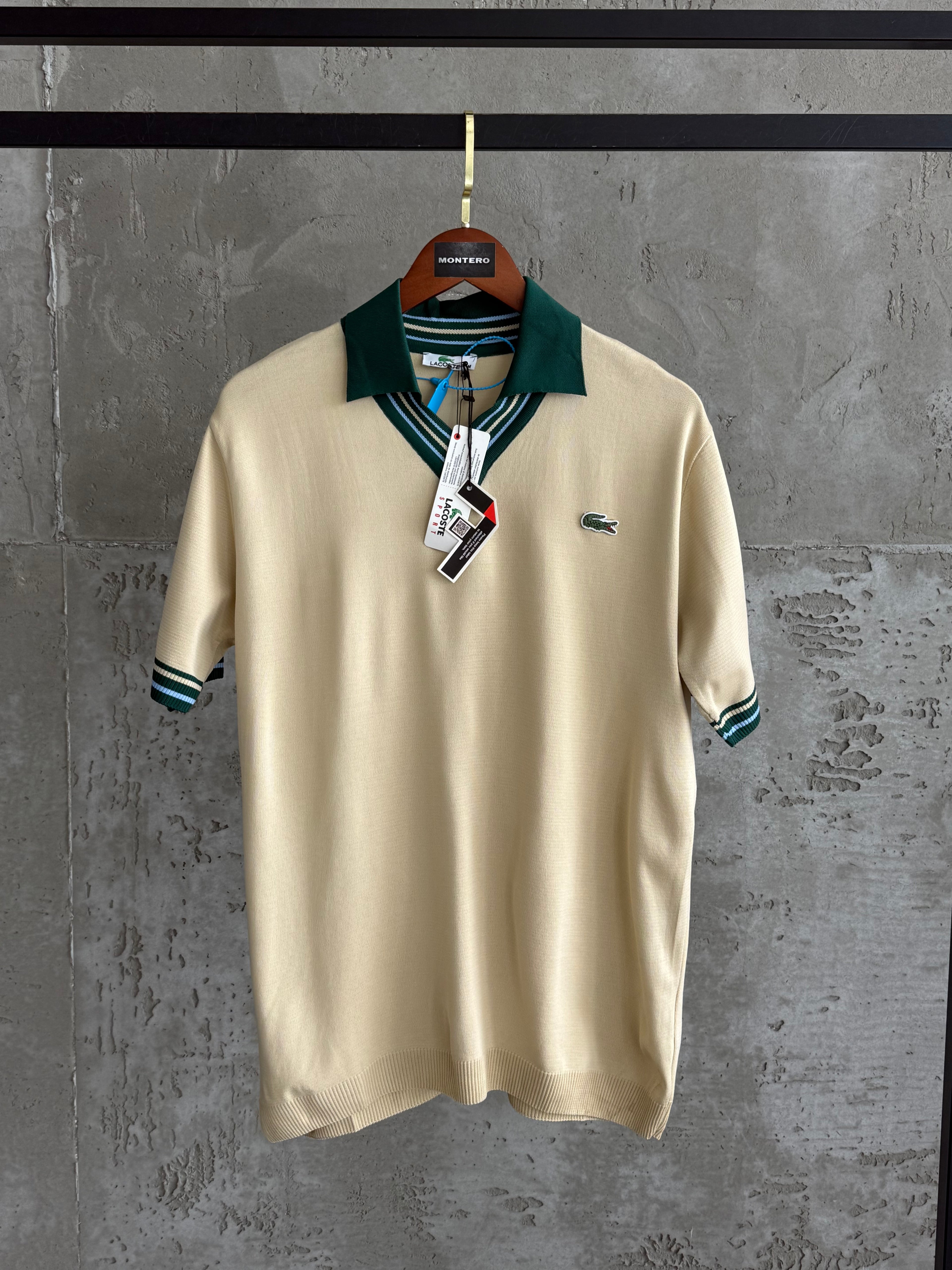 Lacoste V Polo Yaka krem tshirt
