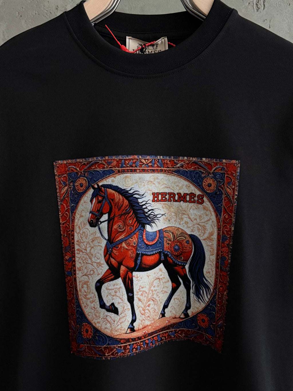 H02 Hermes Vintage siyah tshirt