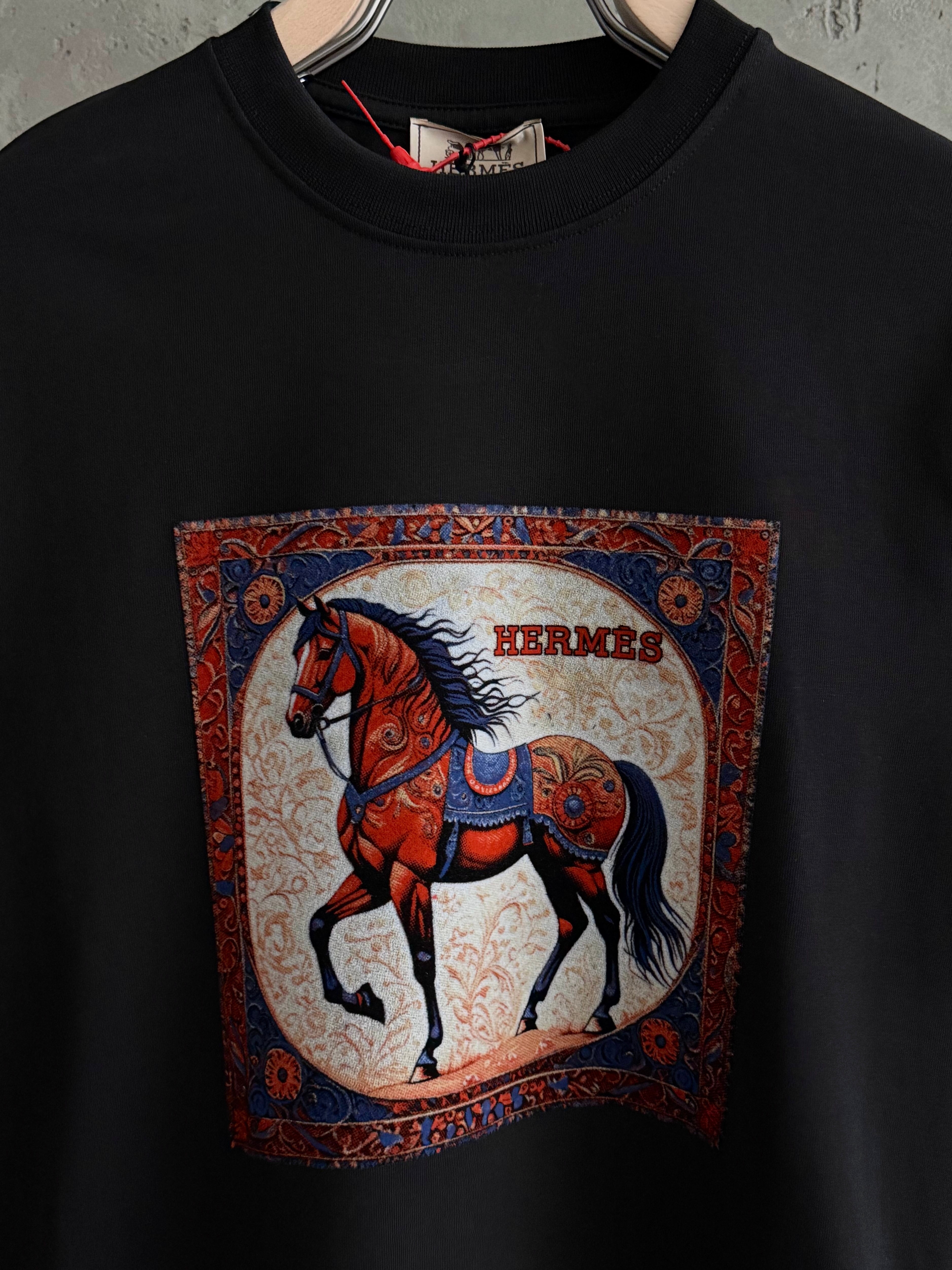 H02 Hermes Vintage siyah tshirt