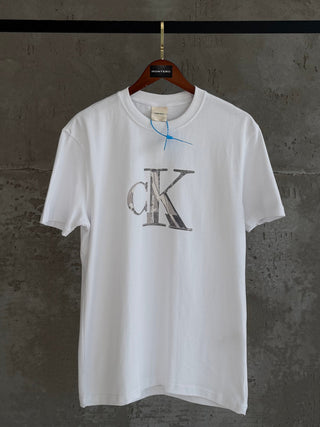 CK03 desenli premium beyaz tshirt