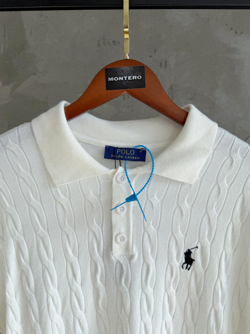 US01 Polo yaka triko beyaz tshirt