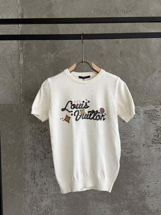 LV08 L&V Triko Nakış beyaz tshirt