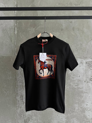 H02 Hermes Vintage siyah tshirt