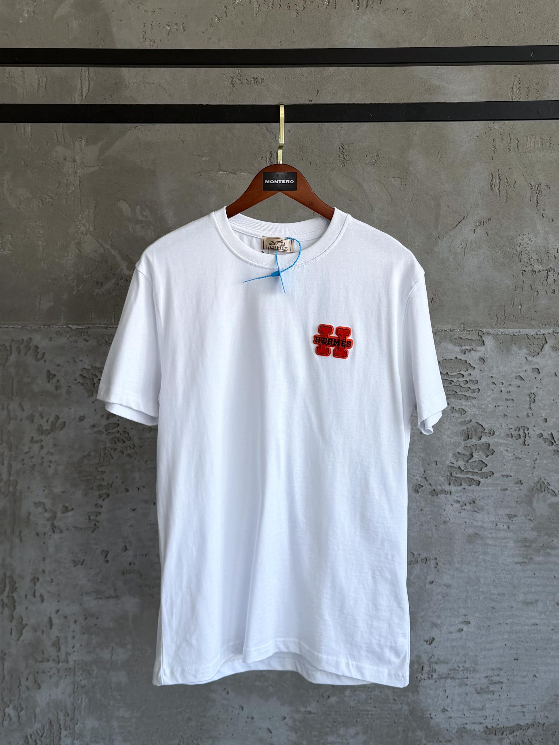 H03 Hermes Tafting ithal arma beyaz tshirt