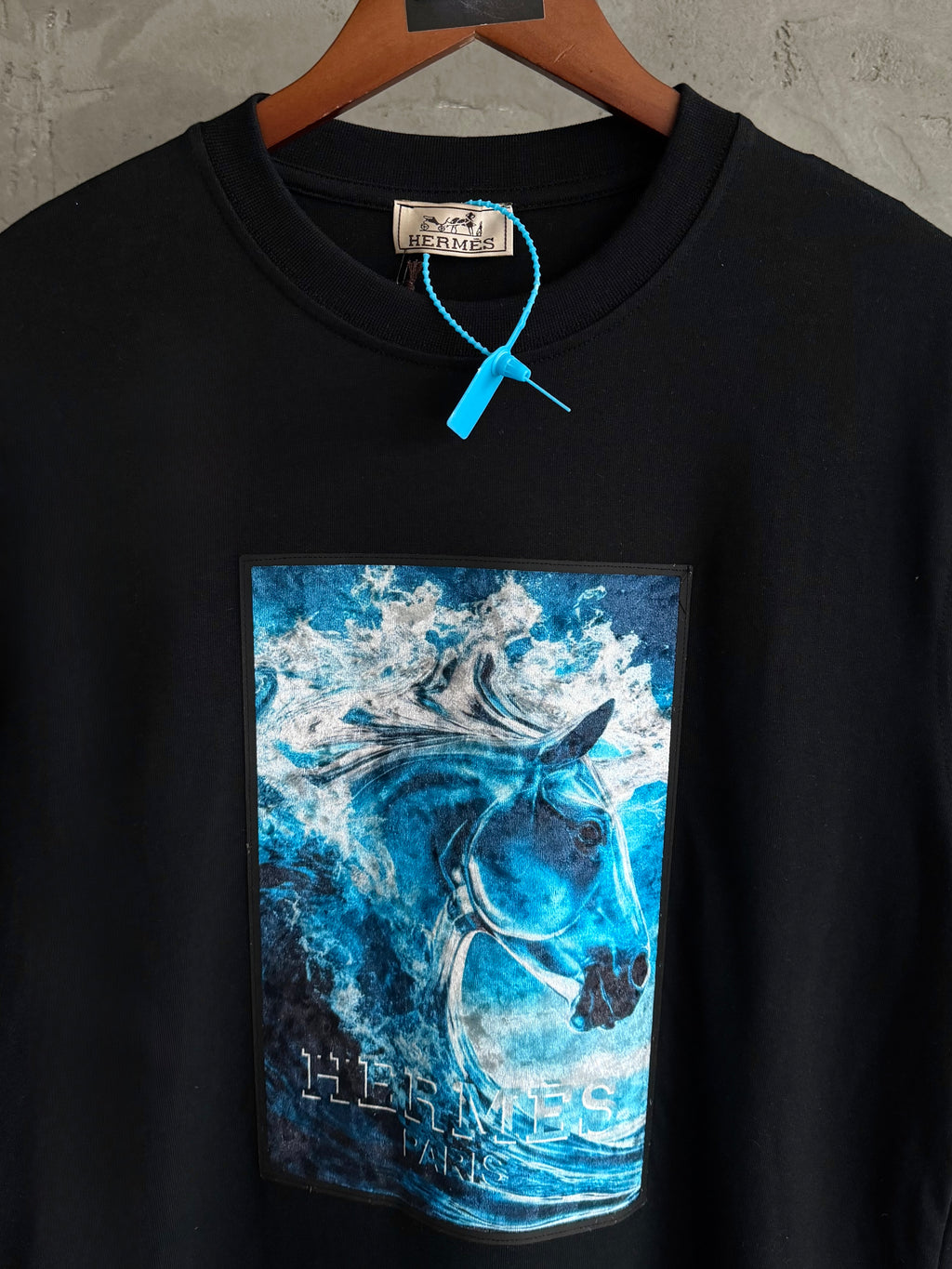 H05 Hermes aqua stallion siyah tshirt