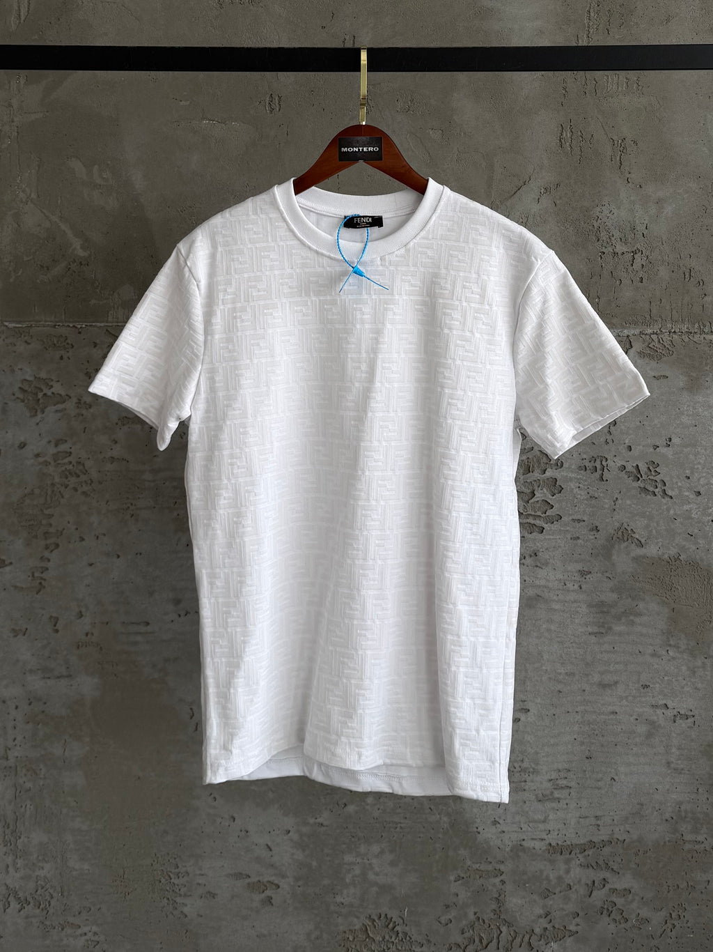 F02 Fendi flok full baskı beyaz tshirt